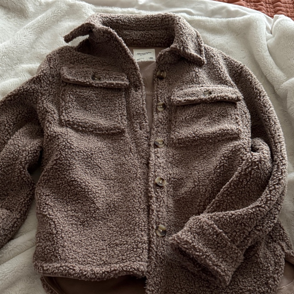 Abercrombie & Fitch Taupe Sherpa Jacket